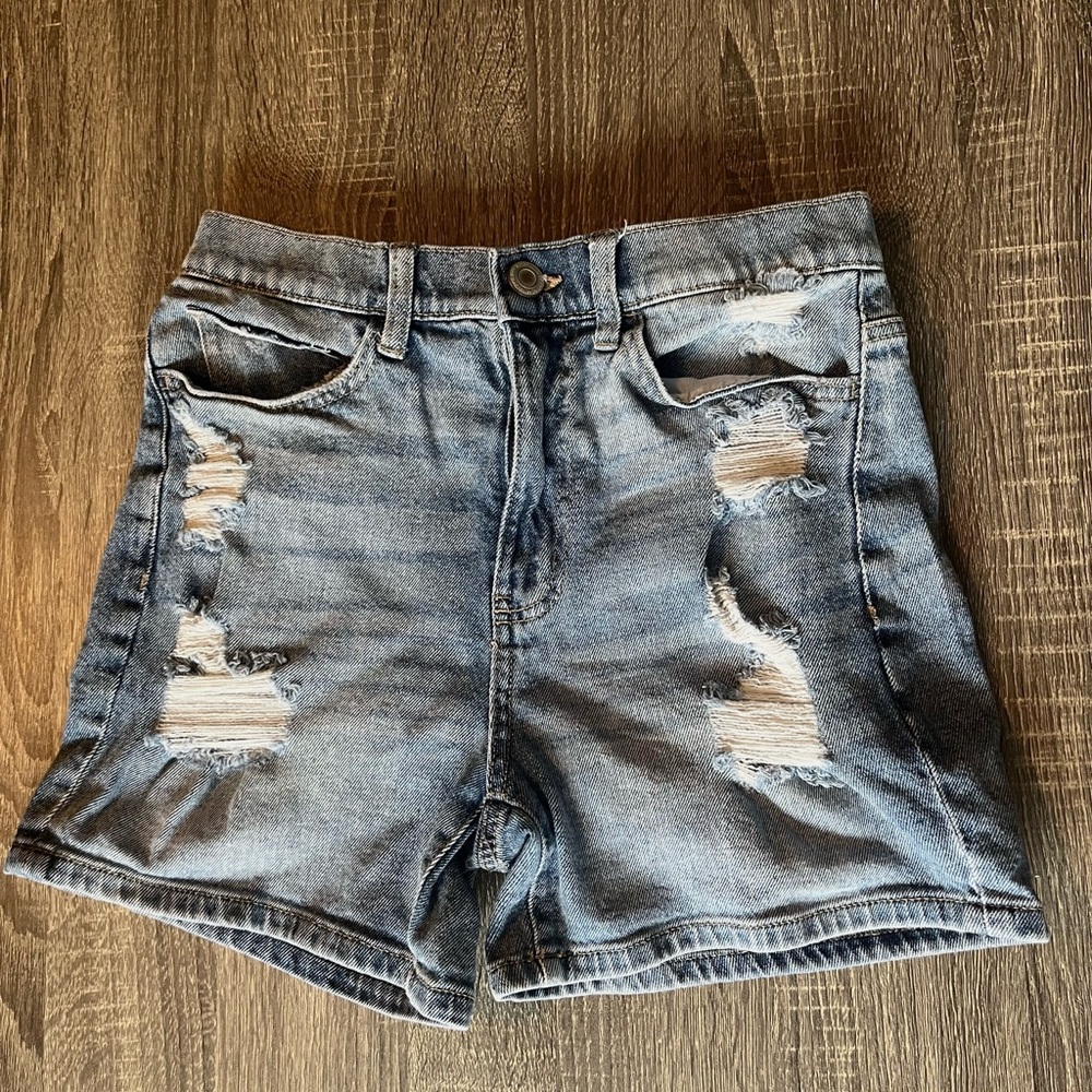 SO Vintage High Rise Mom Distressed Shorts